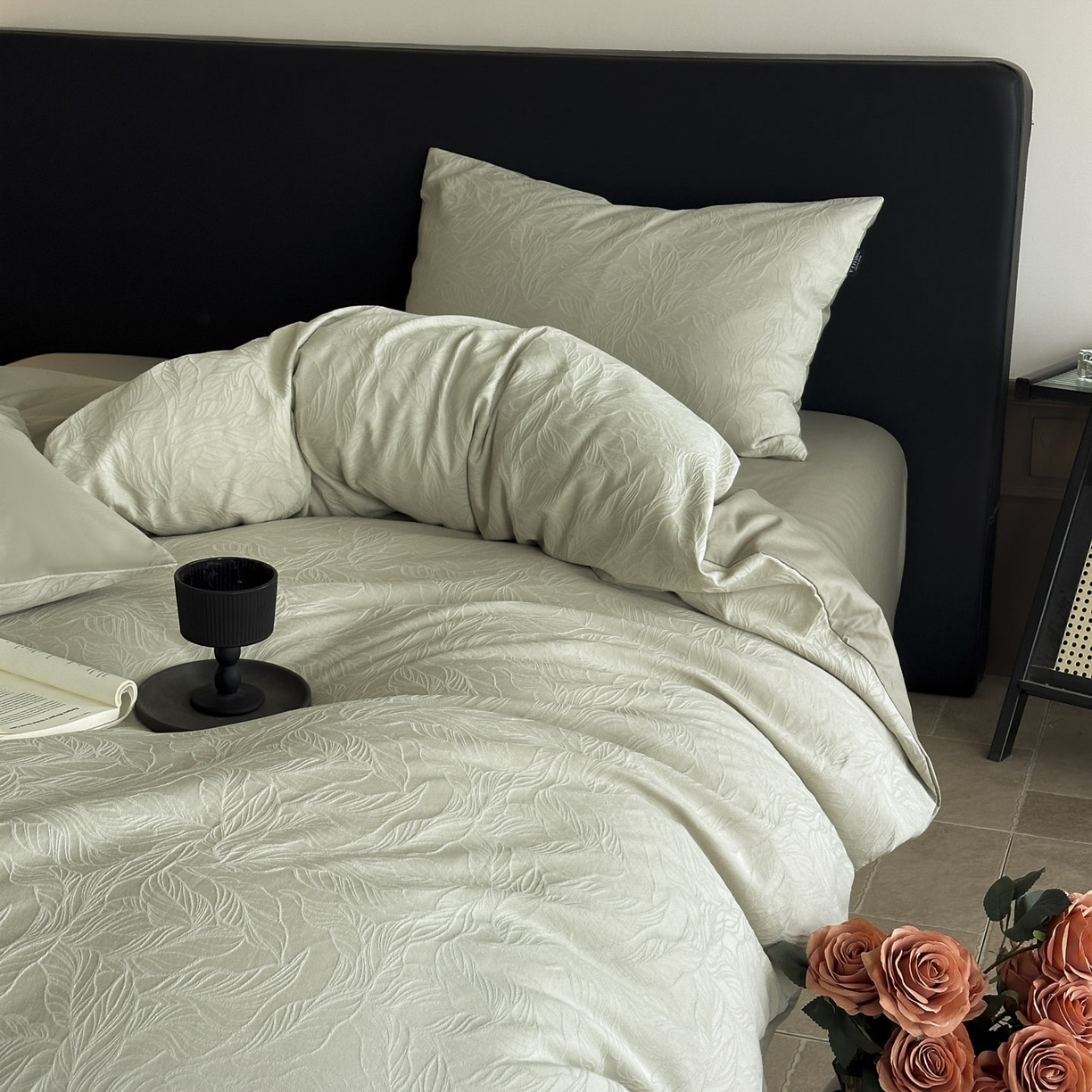 91家纺网 家纺一手货源 找家纺 宜代光年 2026年新款全棉纯棉厚织提花四件套系列（第一批花型） 柠初-浅绿