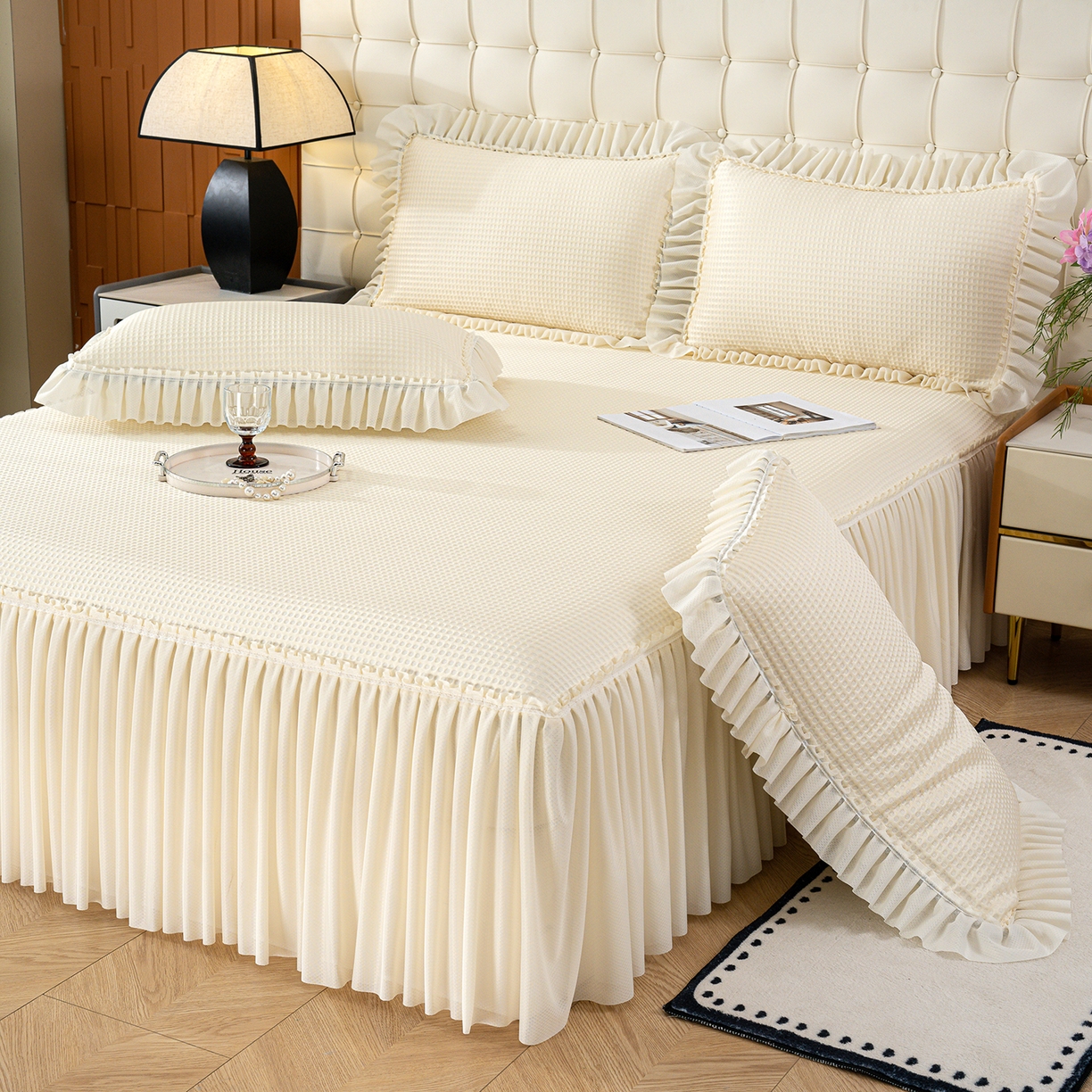 91家纺网 家纺一手货源 找家纺 （总）归属 2026新款冰豆豆床裙款凉席凉豆豆长裙款凉席