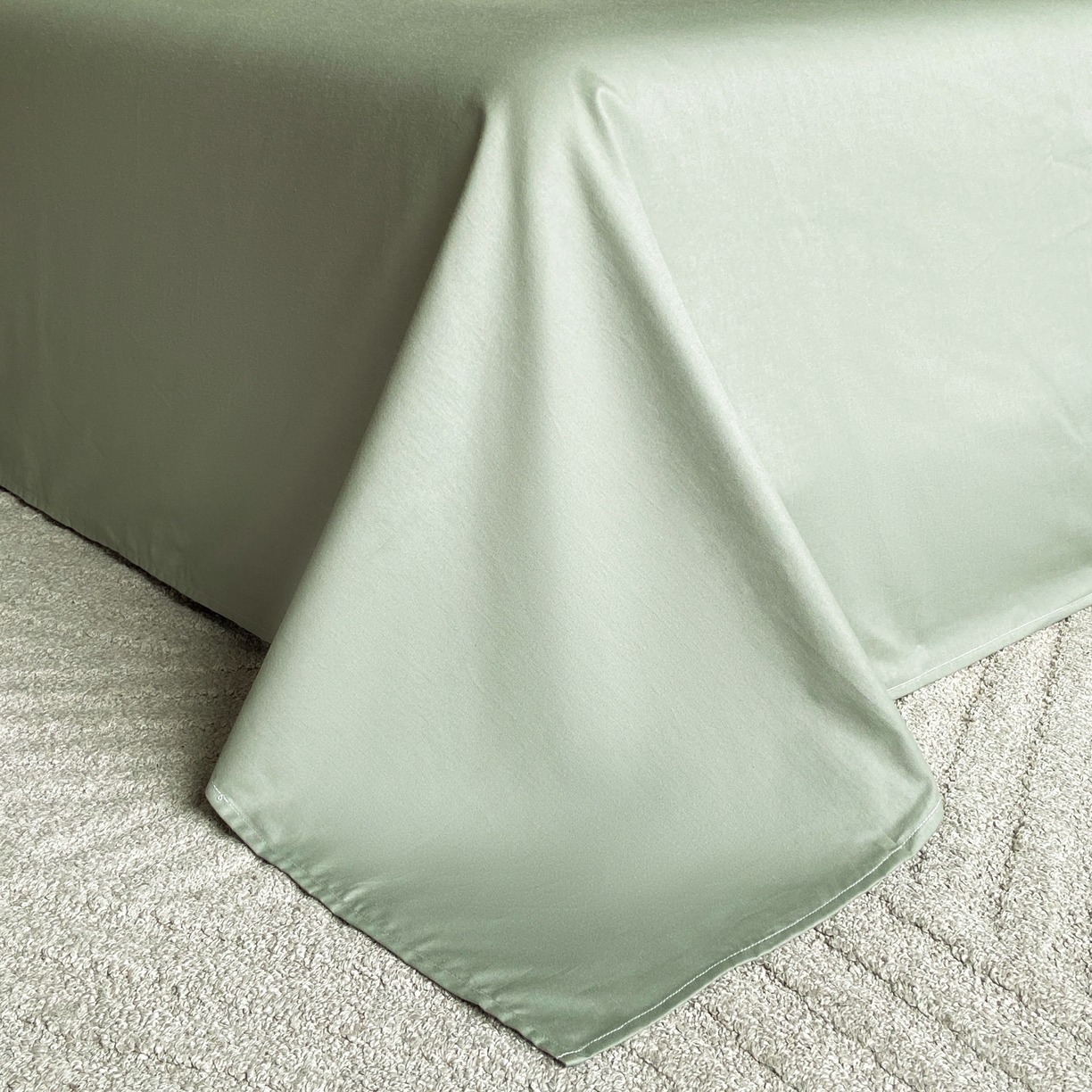 91家纺网 家纺一手货源 找家纺 宜代光年 2026新款60S水洗棉全棉纯棉三层纱色织提花单被套被套单件 繁花-绿