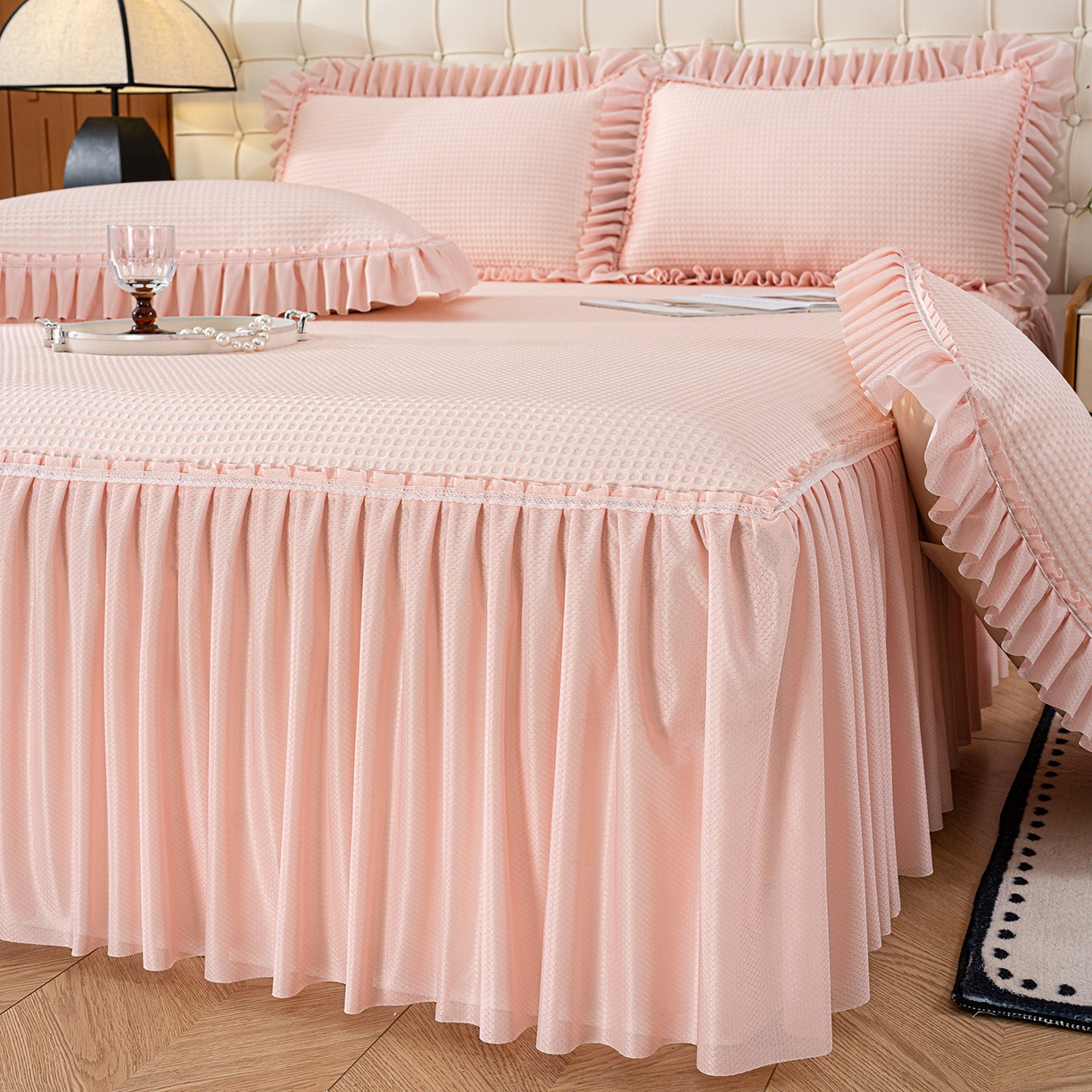 91家纺网 家纺一手货源 找家纺 （总）归属 2026新款冰豆豆床裙款凉席凉豆豆长裙款凉席