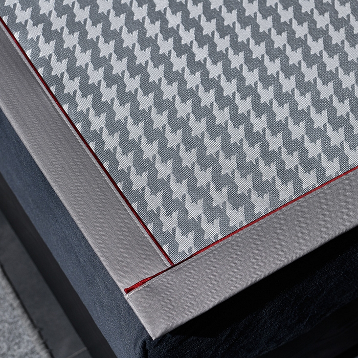 91家纺网 家纺一手货源 找家纺 小牛席业 2026新款粗冰丝千鸟格冰藤席席子系列 千鸟格-灰色