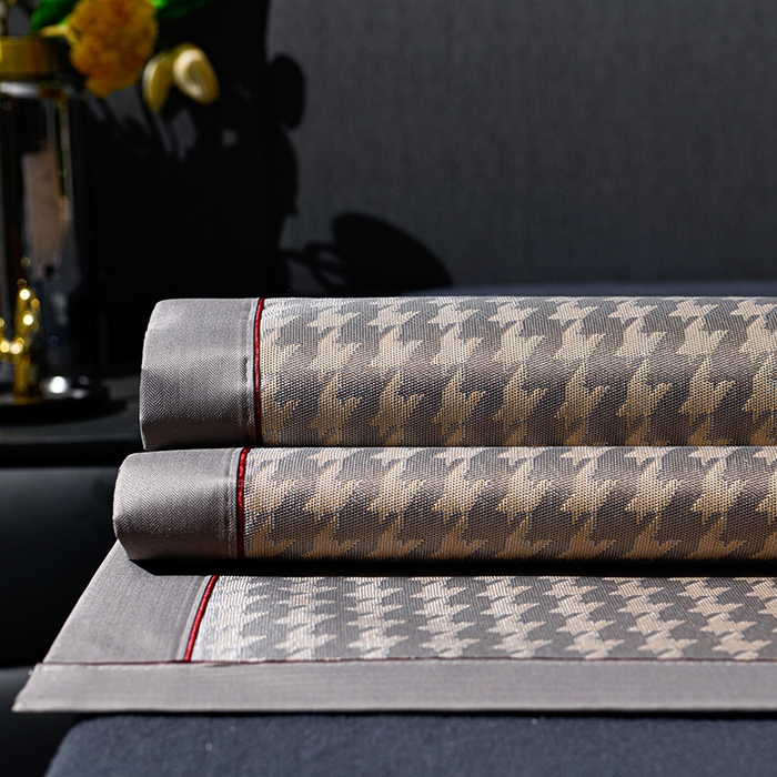 91家纺网 家纺一手货源 找家纺 小牛席业 2026新款粗冰丝千鸟格冰藤席席子系列 千鸟格-咖色