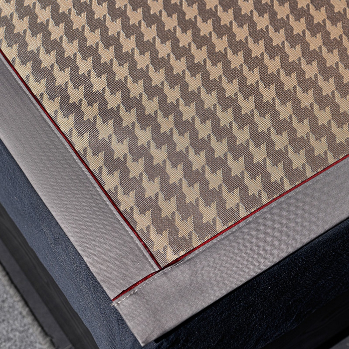 91家纺网 家纺一手货源 找家纺 小牛席业 2026新款粗冰丝千鸟格冰藤席席子系列 千鸟格-咖色