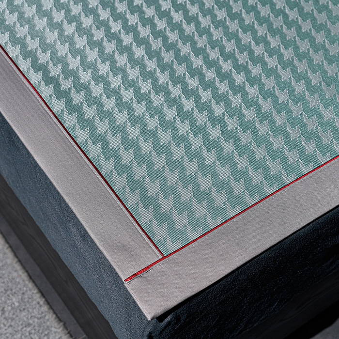 91家纺网 家纺一手货源 找家纺 小牛席业 2026新款粗冰丝千鸟格冰藤席席子系列 千鸟格-蓝色