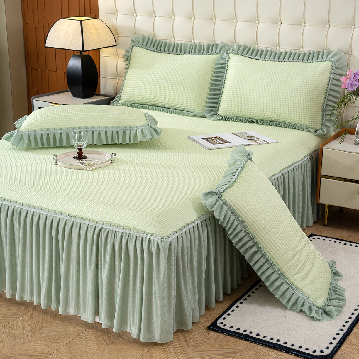 91家纺网 家纺一手货源 找家纺 （总）归属 2026新款冰豆豆床裙款凉席凉豆豆长裙款凉席