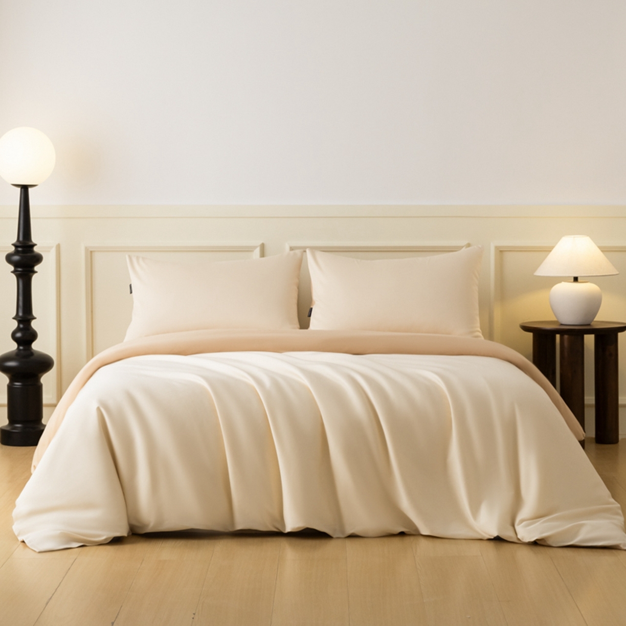 91家纺网 家纺一手货源 找家纺 （总）秀色家纺 2026新款高端100pro新疆长绒棉床上四件套全棉纯棉四季纯色双拼高级感礼品团购四件套-米朵