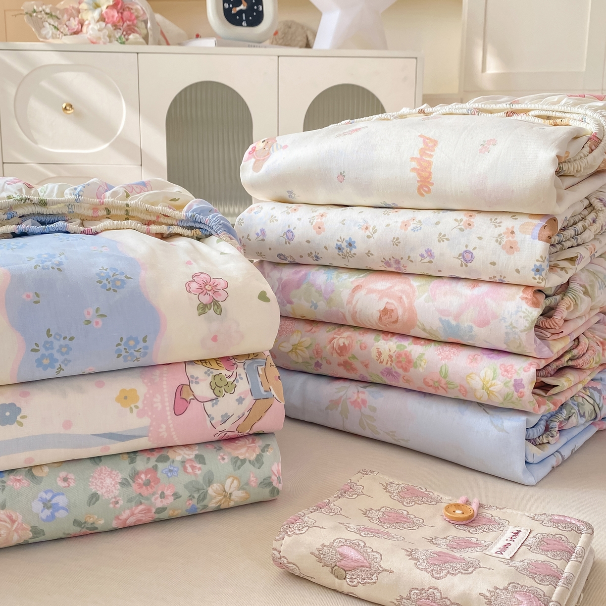 91家纺网 家纺一手货源 找家纺 （总）女子家纺 2026新款全棉纯棉印花小清新系列单床笠单品床笠床笠单件