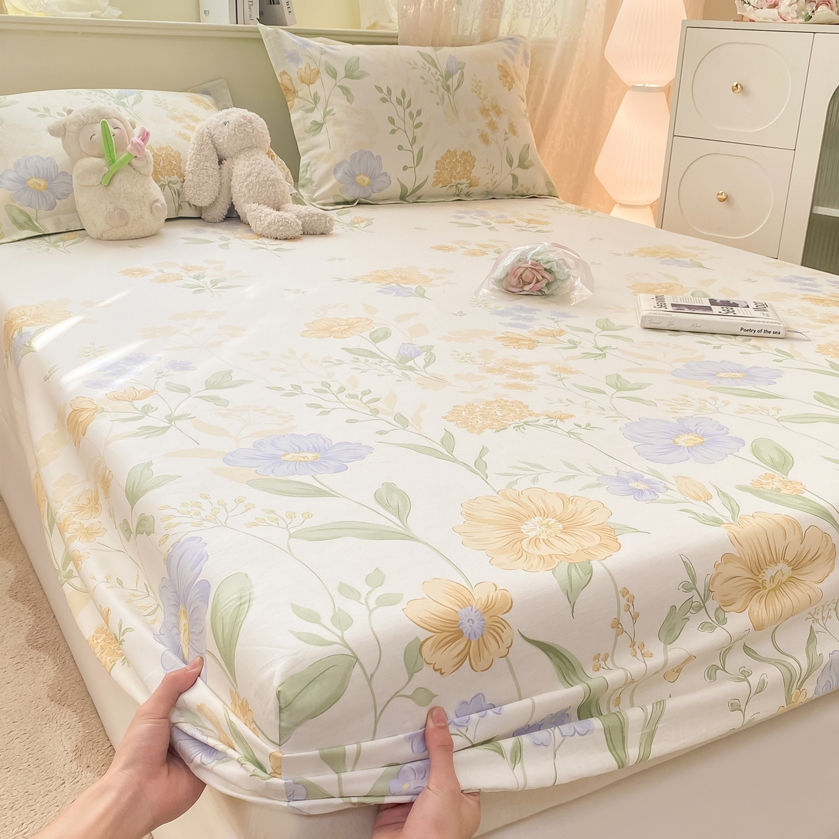 91家纺网 家纺一手货源 找家纺 （总）女子家纺 2026新款全棉纯棉印花小清新系列单床笠单品床笠床笠单件