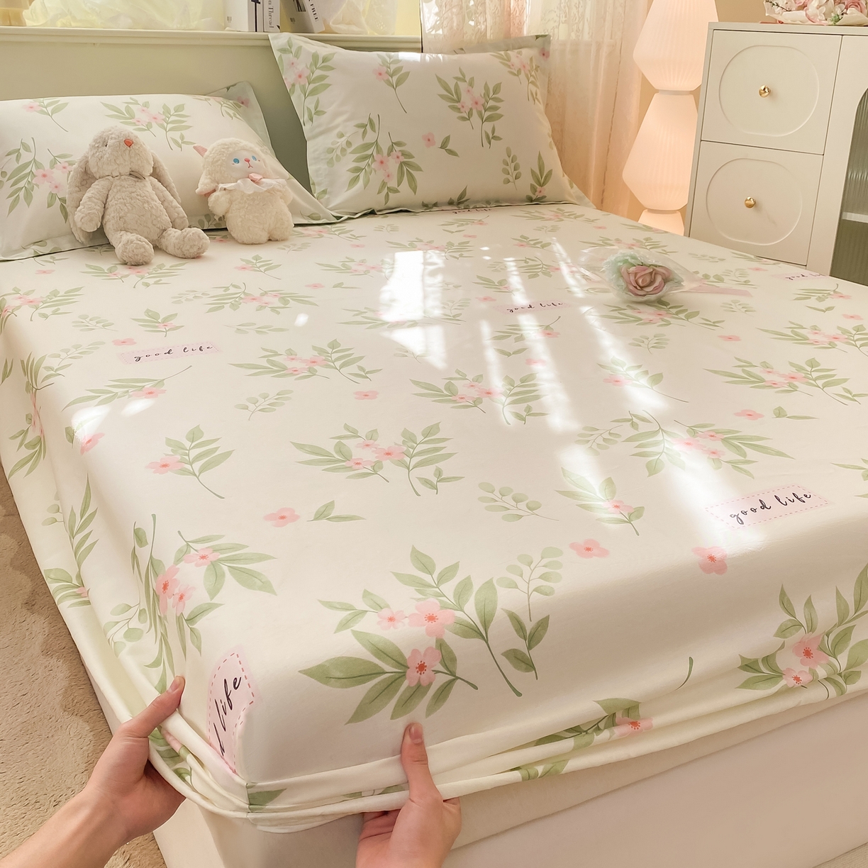 91家纺网 家纺一手货源 找家纺 （总）女子家纺 2026新款全棉纯棉印花小清新系列单床笠单品床笠床笠单件