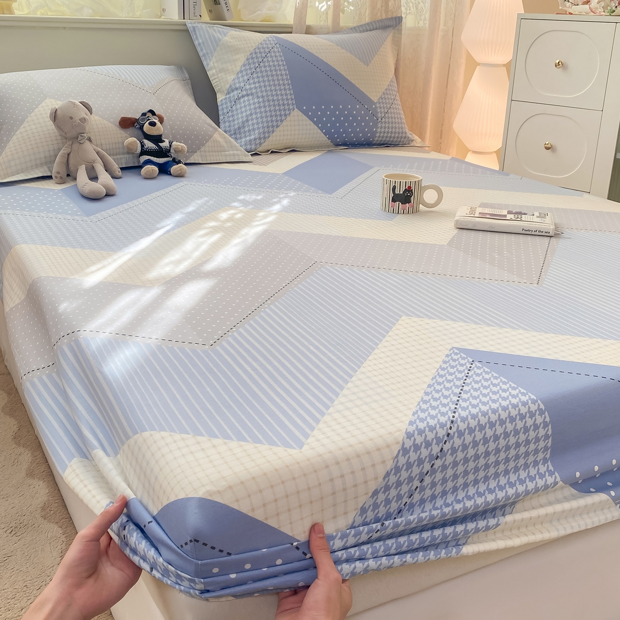 91家纺网 家纺一手货源 找家纺 （总）女子家纺 2026新款全棉纯棉印花小清新系列单床笠单品床笠床笠单件