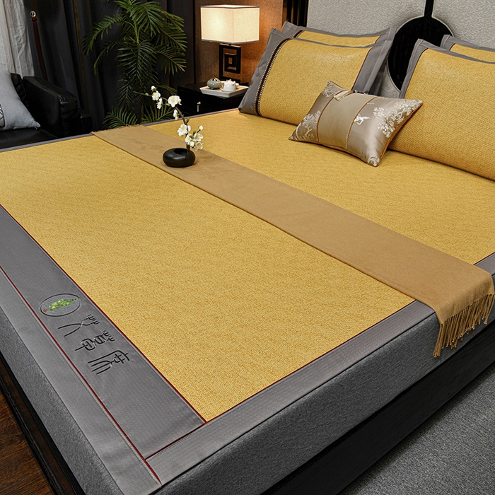 91家纺网 家纺一手货源 找家纺 小牛席业 2026新款加厚款-经典艾草养生席系列 艾草席-黄藤