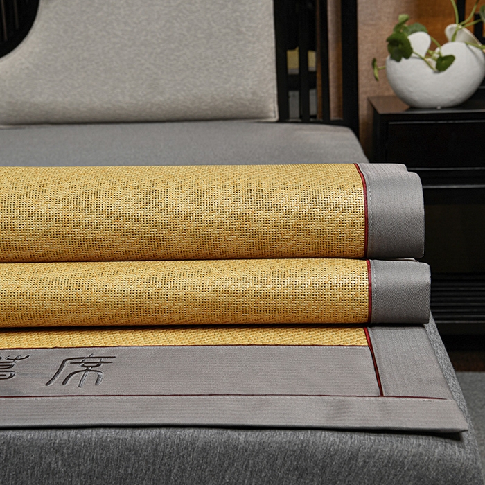 91家纺网 家纺一手货源 找家纺 小牛席业 2026新款加厚款-经典艾草养生席系列 艾草席-黄藤