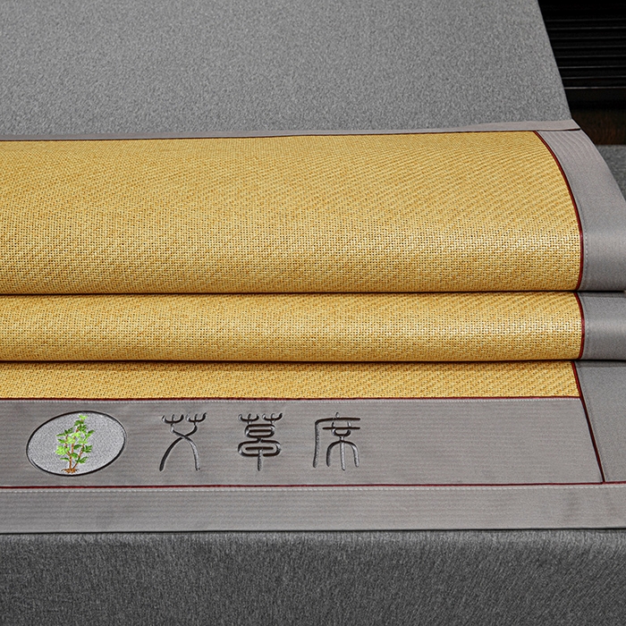 91家纺网 家纺一手货源 找家纺 小牛席业 2026新款加厚款-经典艾草养生席系列 艾草席-黄藤