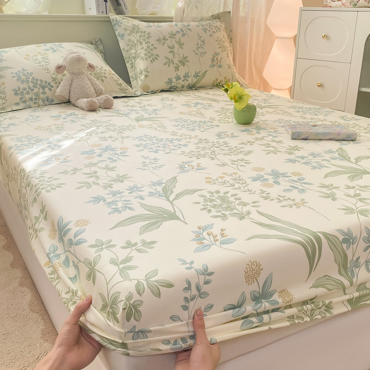 91家纺网 家纺一手货源 找家纺 （总）女子家纺 2026新款全棉纯棉印花小清新系列单床笠单品床笠床笠单件