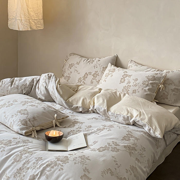 91家纺网 家纺一手货源 找家纺 （总）宜代光年 2026新款棉麻人字纹提花四件套系列