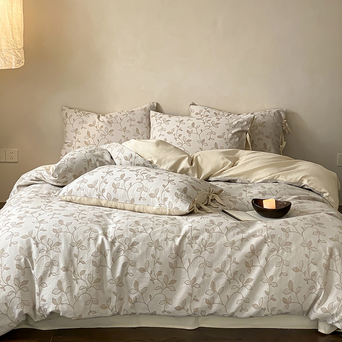 91家纺网 家纺一手货源 找家纺 宜代光年 2026新款棉麻人字纹提花四件套系列 漫影