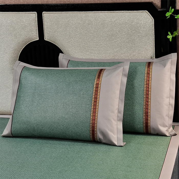 91家纺网 家纺一手货源 找家纺 小牛席业 2026新款加厚款-经典艾草养生席系列 艾草席-墨绿（新角度）