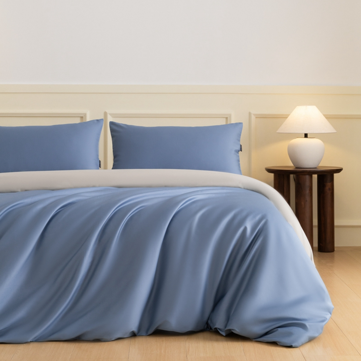 91家纺网 家纺一手货源 找家纺 （总）秀色家纺 2026新款高端100pro新疆长绒棉床上四件套全棉纯棉四季纯色双拼高级感礼品团购四件套-米朵