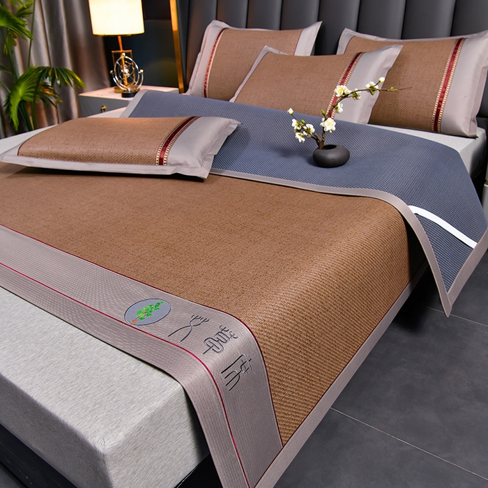 91家纺网 家纺一手货源 找家纺 小牛席业 2026新款加厚款-经典艾草养生席系列 艾草席-浅咖