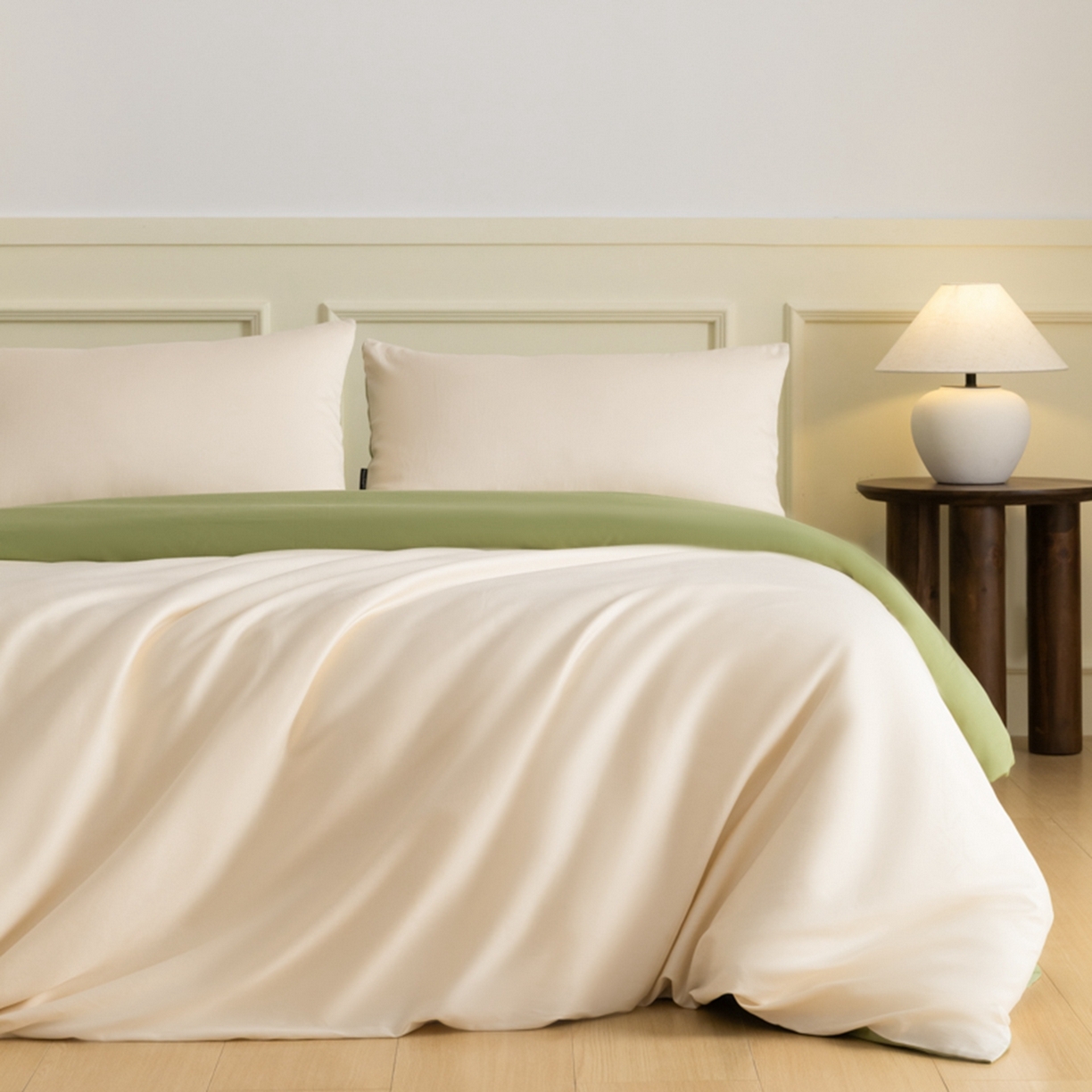 91家纺网 家纺一手货源 找家纺 （总）秀色家纺 2026新款高端100pro新疆长绒棉床上四件套全棉纯棉四季纯色双拼高级感礼品团购四件套-米朵