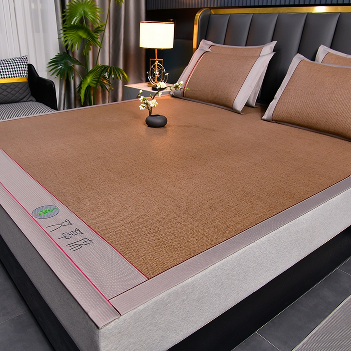 91家纺网 家纺一手货源 找家纺 小牛席业 2026新款加厚款-经典艾草养生席系列 艾草席-浅咖