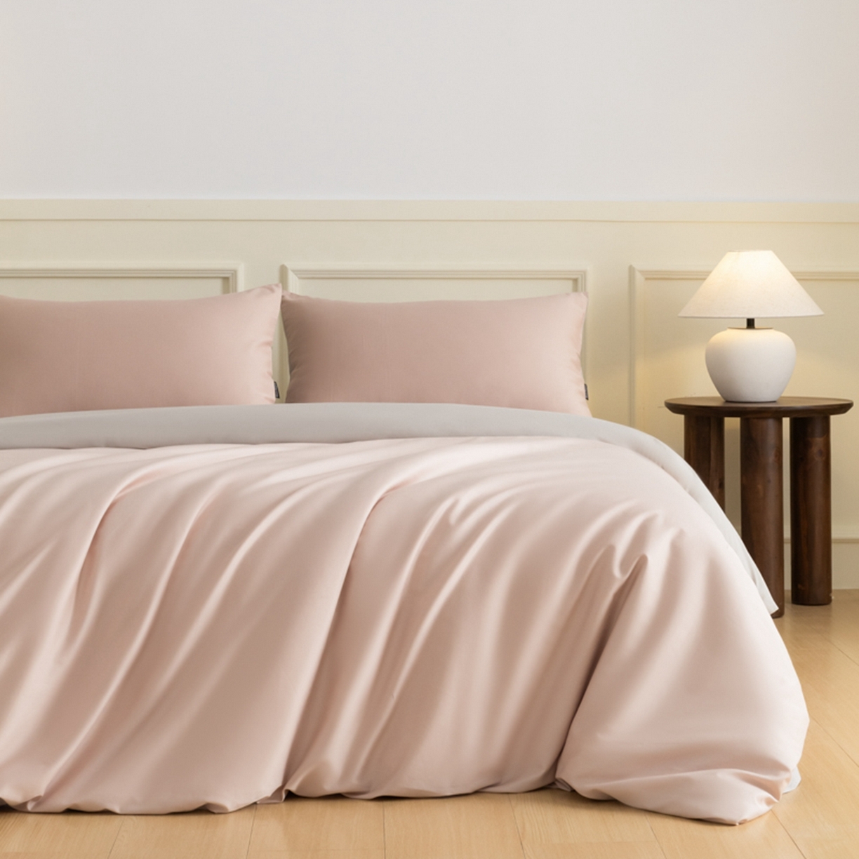 91家纺网 家纺一手货源 找家纺 （总）秀色家纺 2026新款高端100pro新疆长绒棉床上四件套全棉纯棉四季纯色双拼高级感礼品团购四件套-米朵