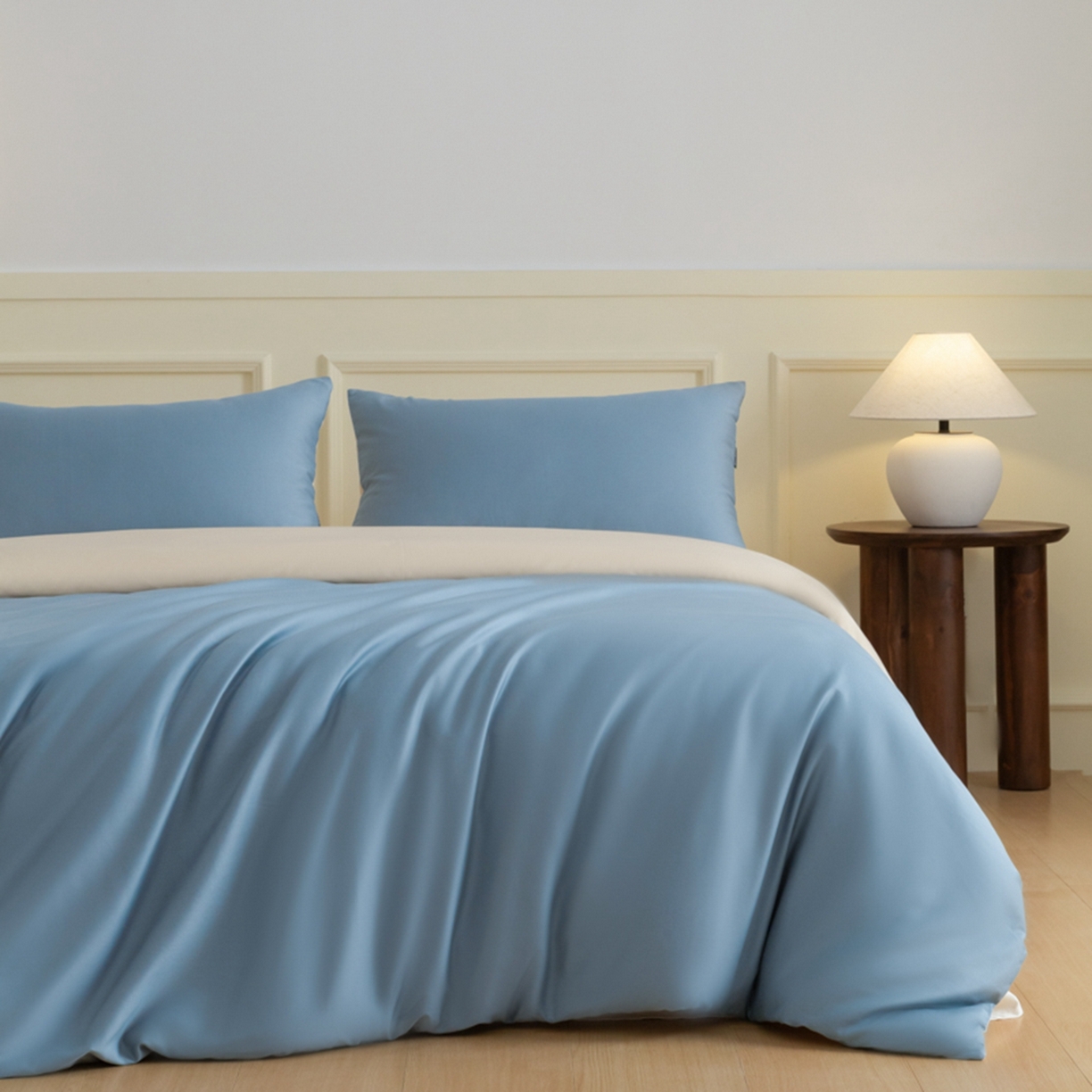 91家纺网 家纺一手货源 找家纺 （总）秀色家纺 2026新款高端100pro新疆长绒棉床上四件套全棉纯棉四季纯色双拼高级感礼品团购四件套-米朵