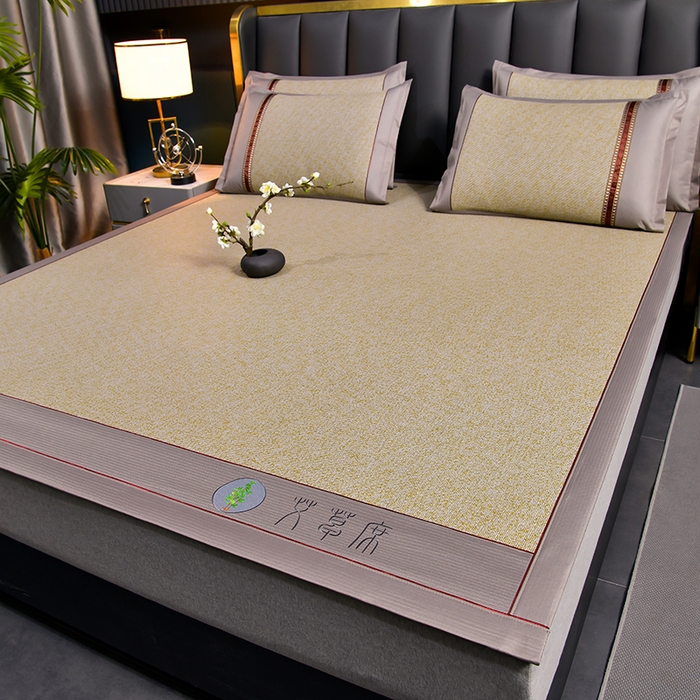 小牛席业 2026新款加厚款-经典艾草养生席系列 艾草席-亚麻