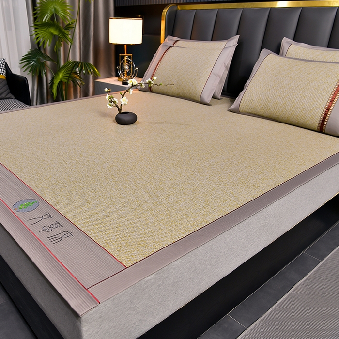 91家纺网 家纺一手货源 找家纺 小牛席业 2026新款加厚款-经典艾草养生席系列 艾草席-亚麻