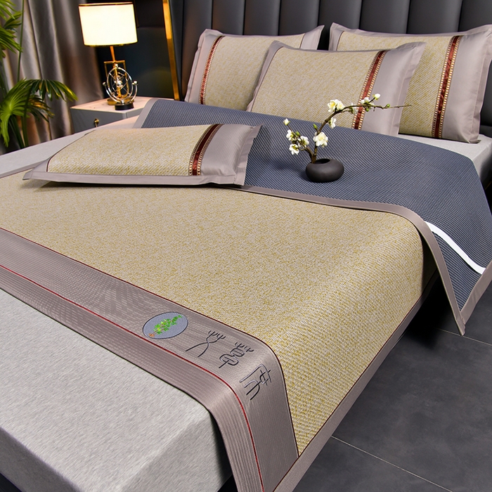 91家纺网 家纺一手货源 找家纺 小牛席业 2026新款加厚款-经典艾草养生席系列 艾草席-亚麻