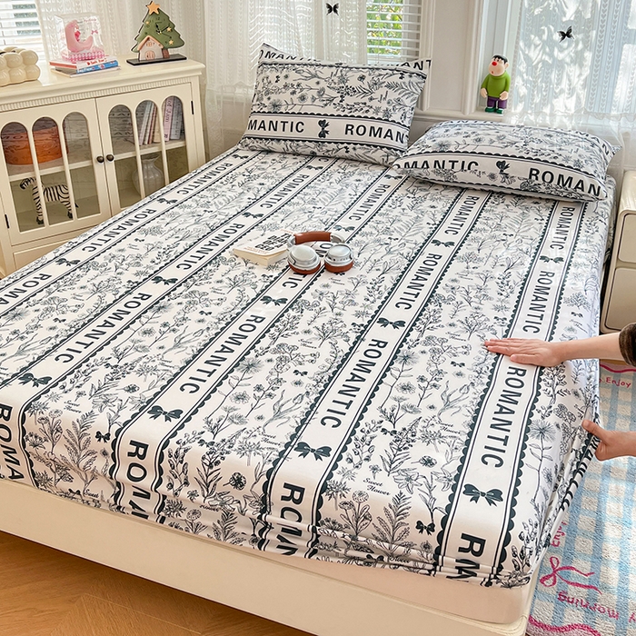 梦卓家纺 2026新款印花卡通系列亲肤水洗棉床笠 赫本风情