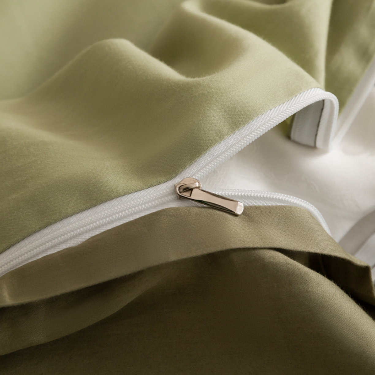 91家纺网 家纺一手货源 找家纺 秀色家纺 2026新款高端100pro新疆长绒棉床上四件套全棉纯棉四季纯色双拼高级感礼品团购四件套-米朵 米朵-春水浅绿+橄榄深绿