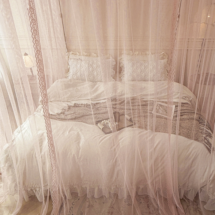 91家纺网 家纺一手货源 找家纺 梦尔佳蚊帐 2026新款百花盛开系列导轨蚊帐 单层 温馨藕玉