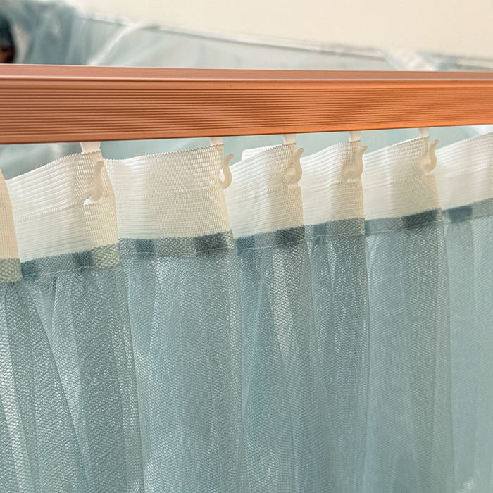 91家纺网 家纺一手货源 找家纺 梦尔佳蚊帐 2026新款百花盛开系列导轨蚊帐 单层 清雅淡蓝