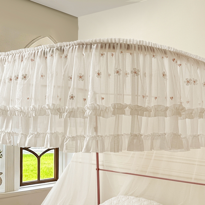 91家纺网 家纺一手货源 找家纺 梦尔佳蚊帐 2026新款百花盛开系列导轨蚊帐 单层 洁白如霞