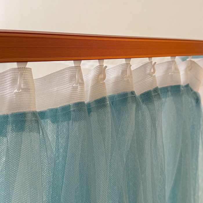 91家纺网 家纺一手货源 找家纺 梦尔佳蚊帐 2026新款百花盛开系列导轨蚊帐 双层 清雅淡蓝