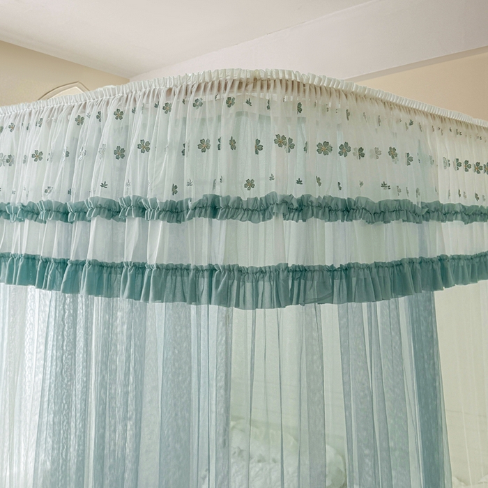 91家纺网 家纺一手货源 找家纺 梦尔佳蚊帐 2026新款百花盛开系列导轨蚊帐 双层 清雅淡蓝