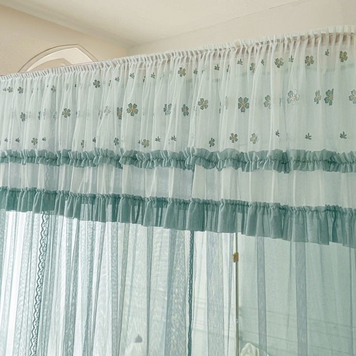 91家纺网 家纺一手货源 找家纺 梦尔佳蚊帐 2026新款百花盛开系列导轨蚊帐 单层 清雅淡蓝