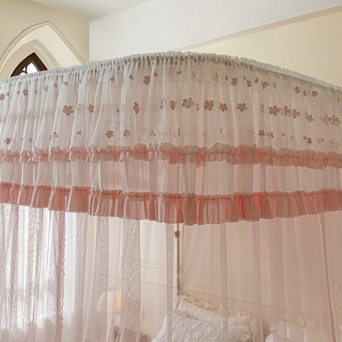 91家纺网 家纺一手货源 找家纺 梦尔佳蚊帐 2026新款百花盛开系列导轨蚊帐 单层 温馨藕玉