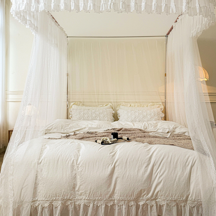 91家纺网 家纺一手货源 找家纺 梦尔佳蚊帐 2026新款百花盛开系列导轨蚊帐 单层 洁白如霞