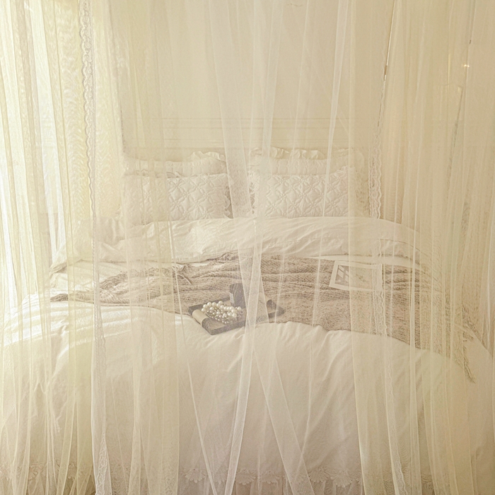 91家纺网 家纺一手货源 找家纺 梦尔佳蚊帐 2026新款百花盛开系列导轨蚊帐 双层 花蕊淡黄