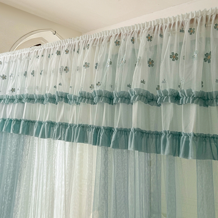 91家纺网 家纺一手货源 找家纺 梦尔佳蚊帐 2026新款百花盛开系列导轨蚊帐 双层 清雅淡蓝