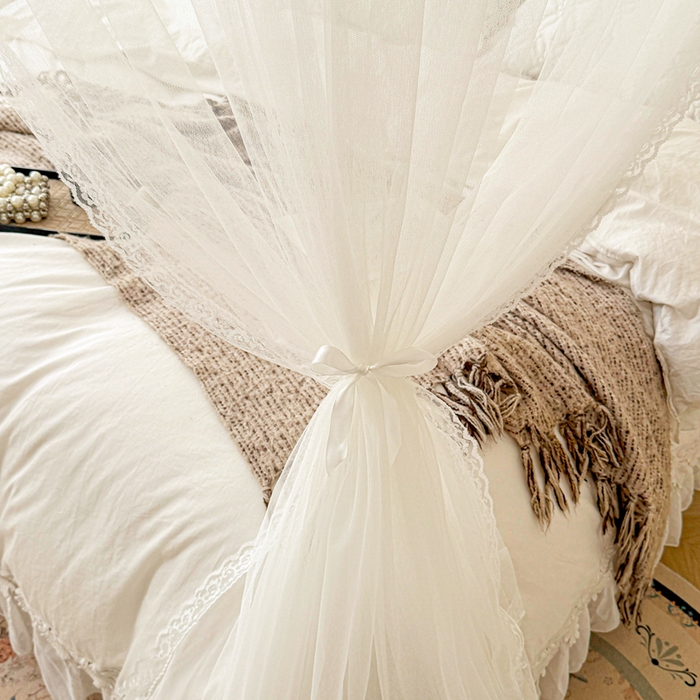 91家纺网 家纺一手货源 找家纺 梦尔佳蚊帐 2026新款百花盛开系列导轨蚊帐 单层 洁白如霞