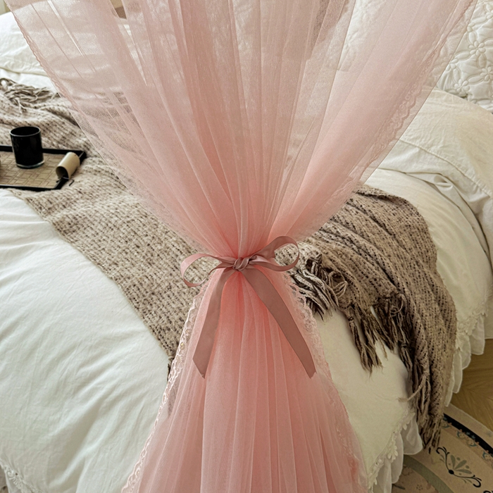 91家纺网 家纺一手货源 找家纺 梦尔佳蚊帐 2026新款百花盛开系列导轨蚊帐 单层 温馨藕玉