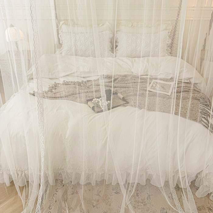 91家纺网 家纺一手货源 找家纺 梦尔佳蚊帐 2026新款百花盛开系列导轨蚊帐 单层 洁白如霞