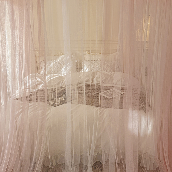 91家纺网 家纺一手货源 找家纺 梦尔佳蚊帐 2026新款百花盛开系列导轨蚊帐 双层 温馨藕玉