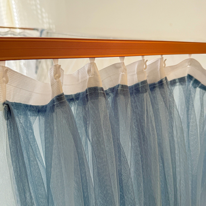 91家纺网 家纺一手货源 找家纺 梦尔佳蚊帐 2026新款百花盛开系列导轨蚊帐 双层 优雅蓝灰