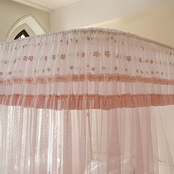 91家纺网 家纺一手货源 找家纺 梦尔佳蚊帐 2026新款百花盛开系列导轨蚊帐 双层 温馨藕玉