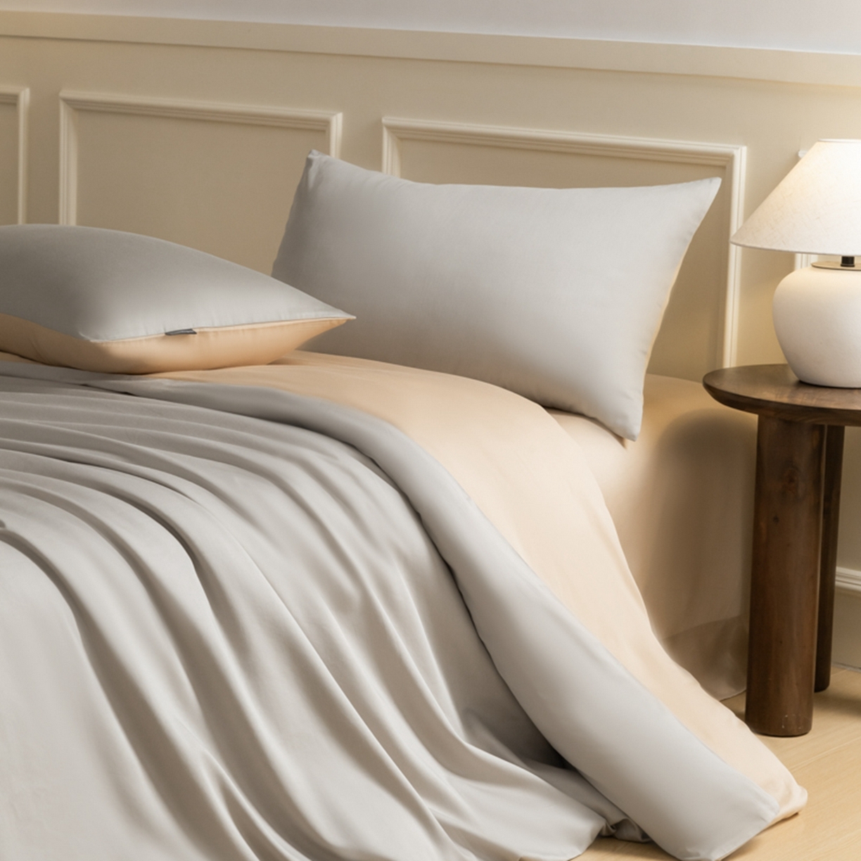 91家纺网 家纺一手货源 找家纺 秀色家纺 2026新款高端100pro新疆长绒棉床上四件套全棉纯棉四季纯色双拼高级感礼品团购四件套-米朵 米朵-可口摩卡