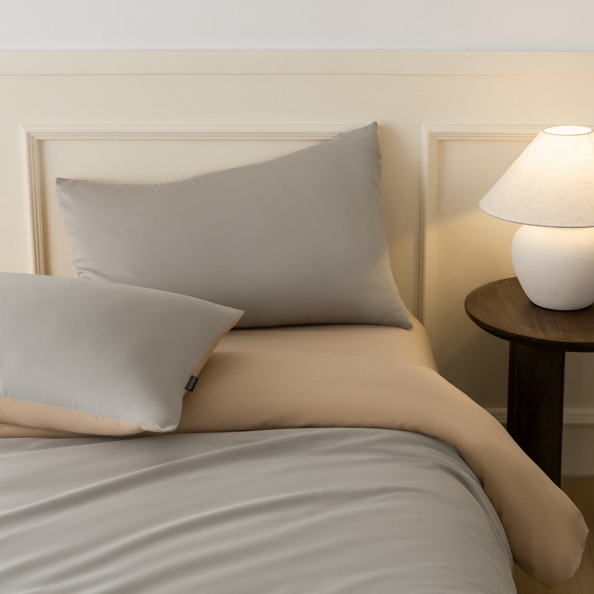 91家纺网 家纺一手货源 找家纺 秀色家纺 2026新款高端100pro新疆长绒棉床上四件套全棉纯棉四季纯色双拼高级感礼品团购四件套-米朵 米朵-可口摩卡